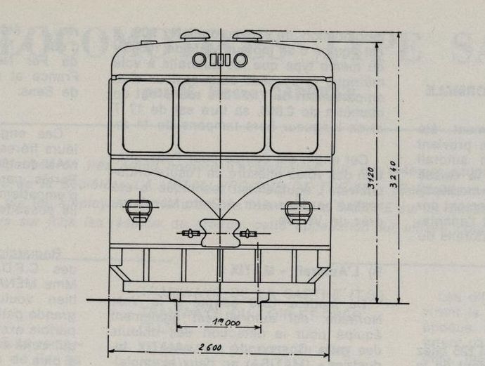 Autorail SY, vue de face (Echelle 1/60e)