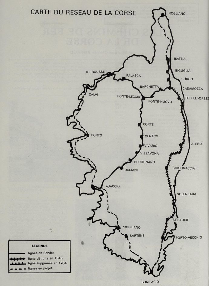 Carte du réseau de la Corse