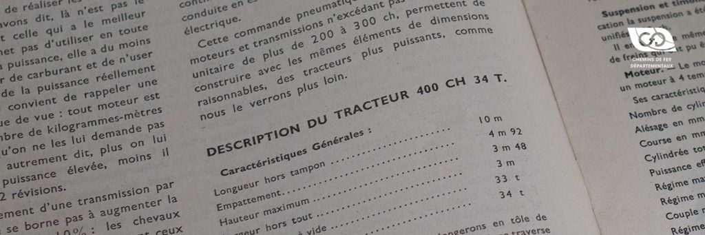 Description du tracteur 400 CH 34 T.