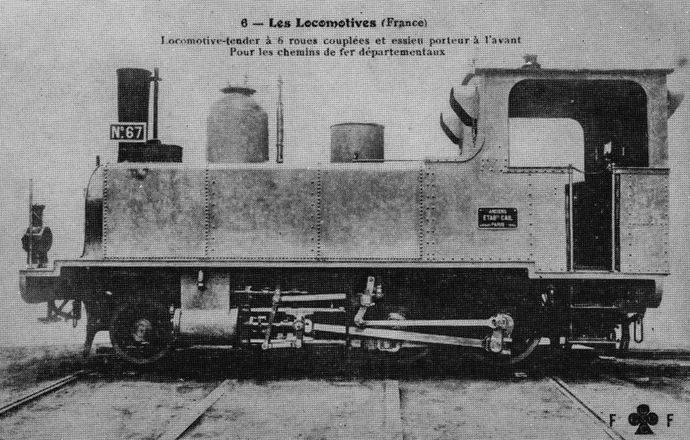 Locomotive type Charente 65-67. Ici, la n° 67 à sa sortie d'usine
