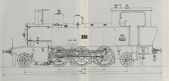 Plan de la locomotive 131, prototype Fives-Lille (Echelle 1/60° - Dessins J.-P. SOUDET)