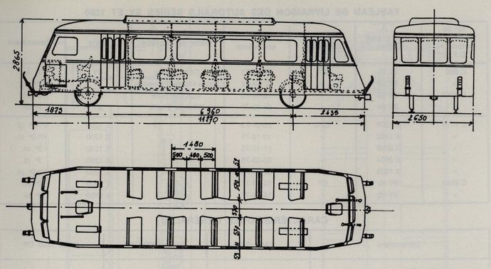 Plan des Autorails, série 900 (Echelle 1/86e)