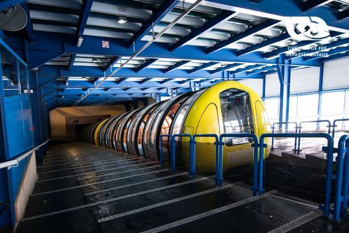 Véhicule du funiculaire de Tignes en gare