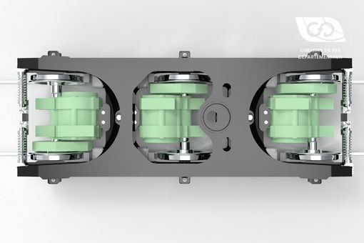 Vue de dessus bogie TRIAX