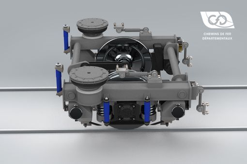 Vue de profil du bogie simple essieu Vue de profil du bogie simple essieu