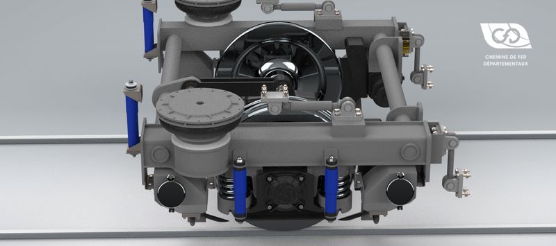 Vue du bogie simple essieu CFD