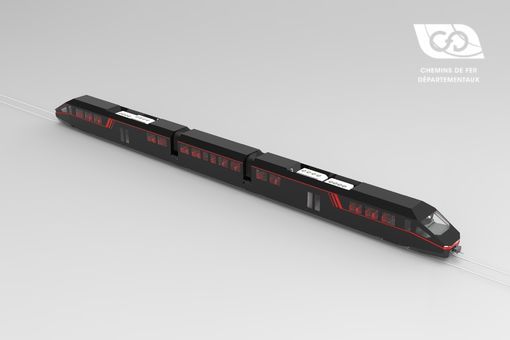 Vue latérales d'un autorail articulé tri-caisses Vue latérales d'un autorail articulé tri-caisses